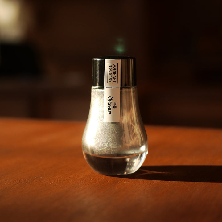 Dominant Industry Mirror 25ml Ink Bottle (for Dip Pen) in Chrome — Dominant Industry fountain pen ink — premium bottled ink for writing, at Cityluxe Singapore