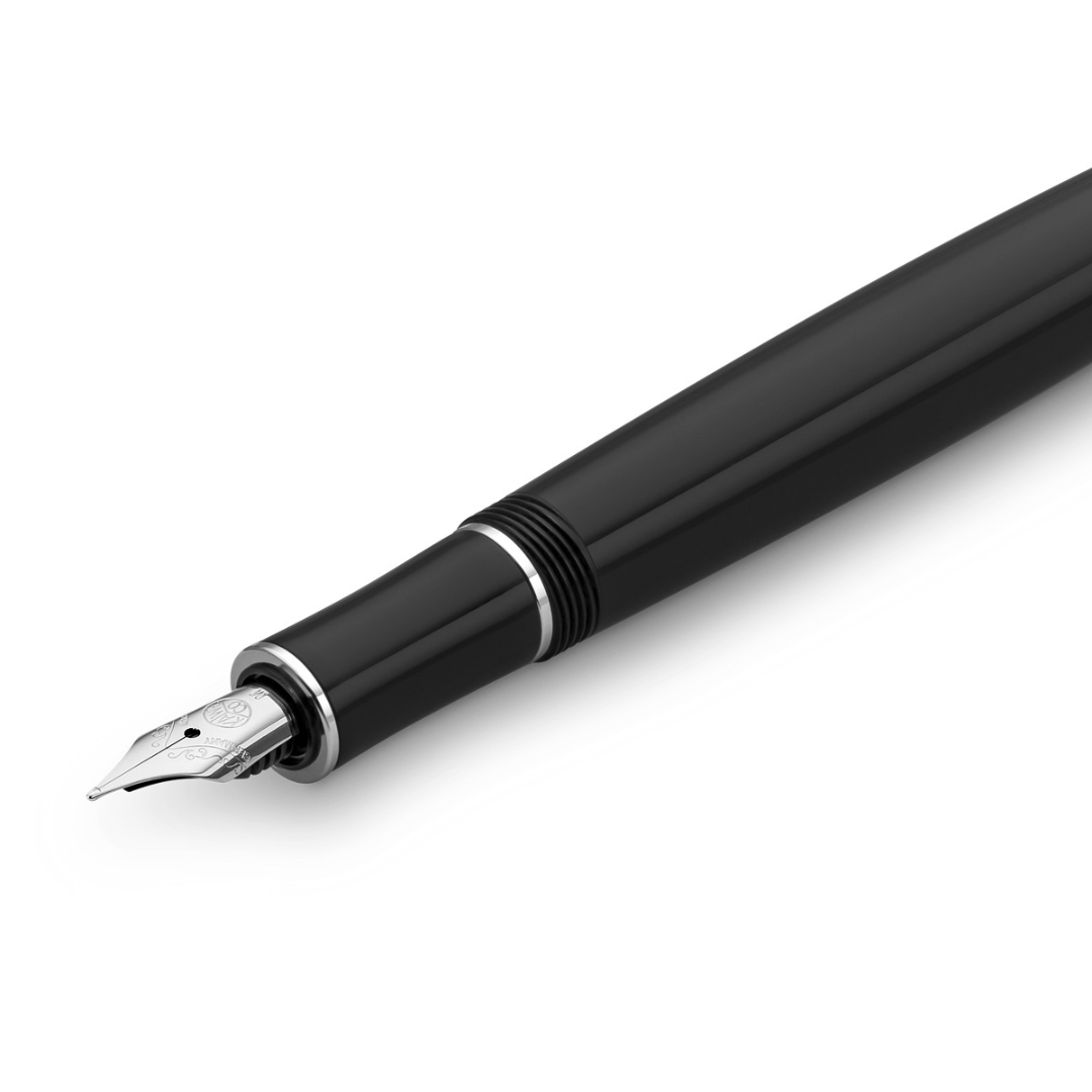 Kaweco DIA2 Fountain Pen - Black with Chrome Trim — flat lay