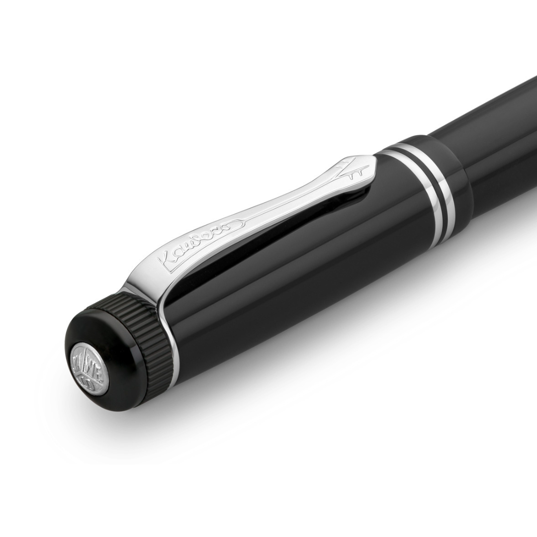 Kaweco DIA2 Fountain Pen - Black with Chrome Trim — flat lay