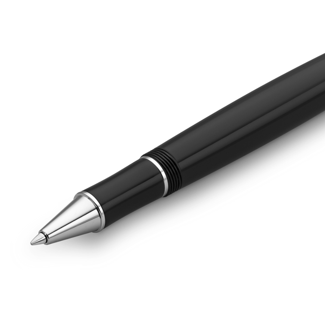 Kaweco DIA2 Rollerball Pen - Black with Chrome Trim — flat lay