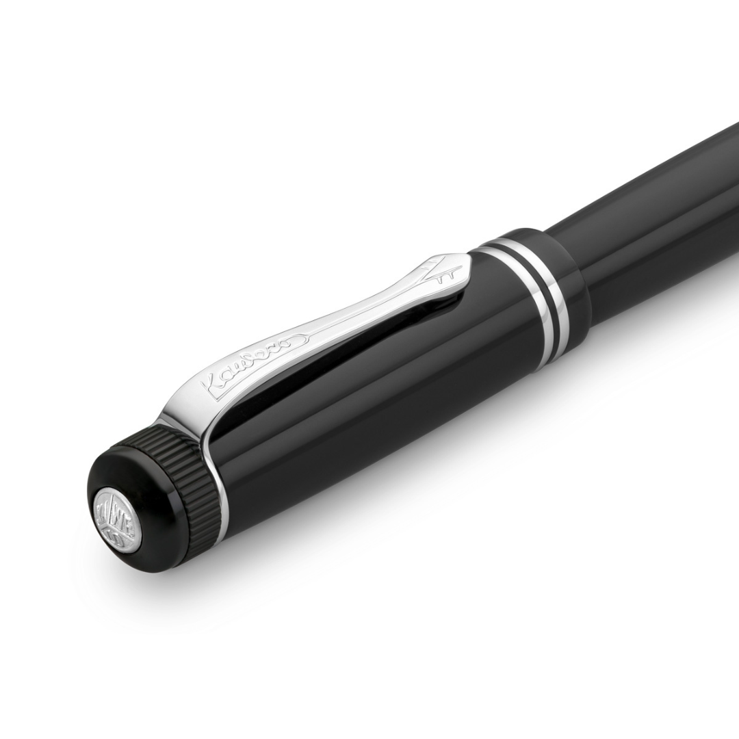 Kaweco DIA2 Rollerball Pen - Black with Chrome Trim — flat lay