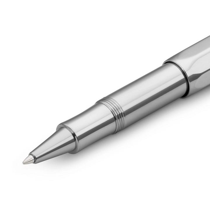 Kaweco AL Sport Gel Roller Pen - Raw Aluminium — angle view
