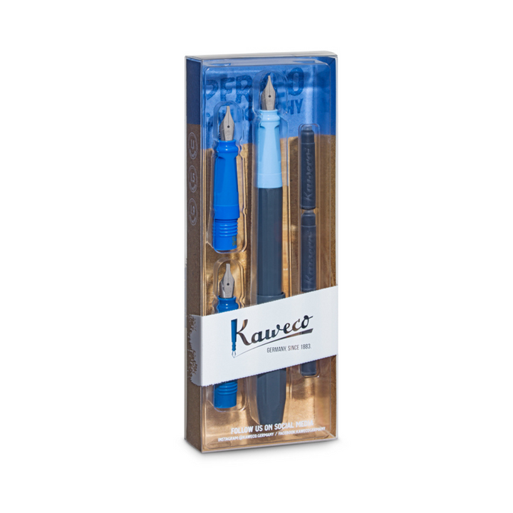 Kaweco Perkeo Calligraphy Set Blue (nib size: 1.1, 1.5, 1.9) — capped