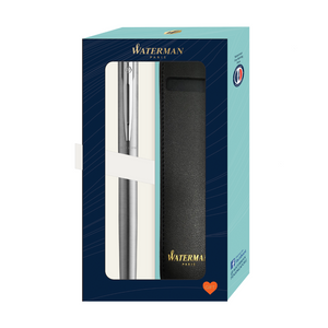 Waterman Allure Chrome CT Rollerball Pen + Pen Sleeve (Assorted) Christmas Gift Set