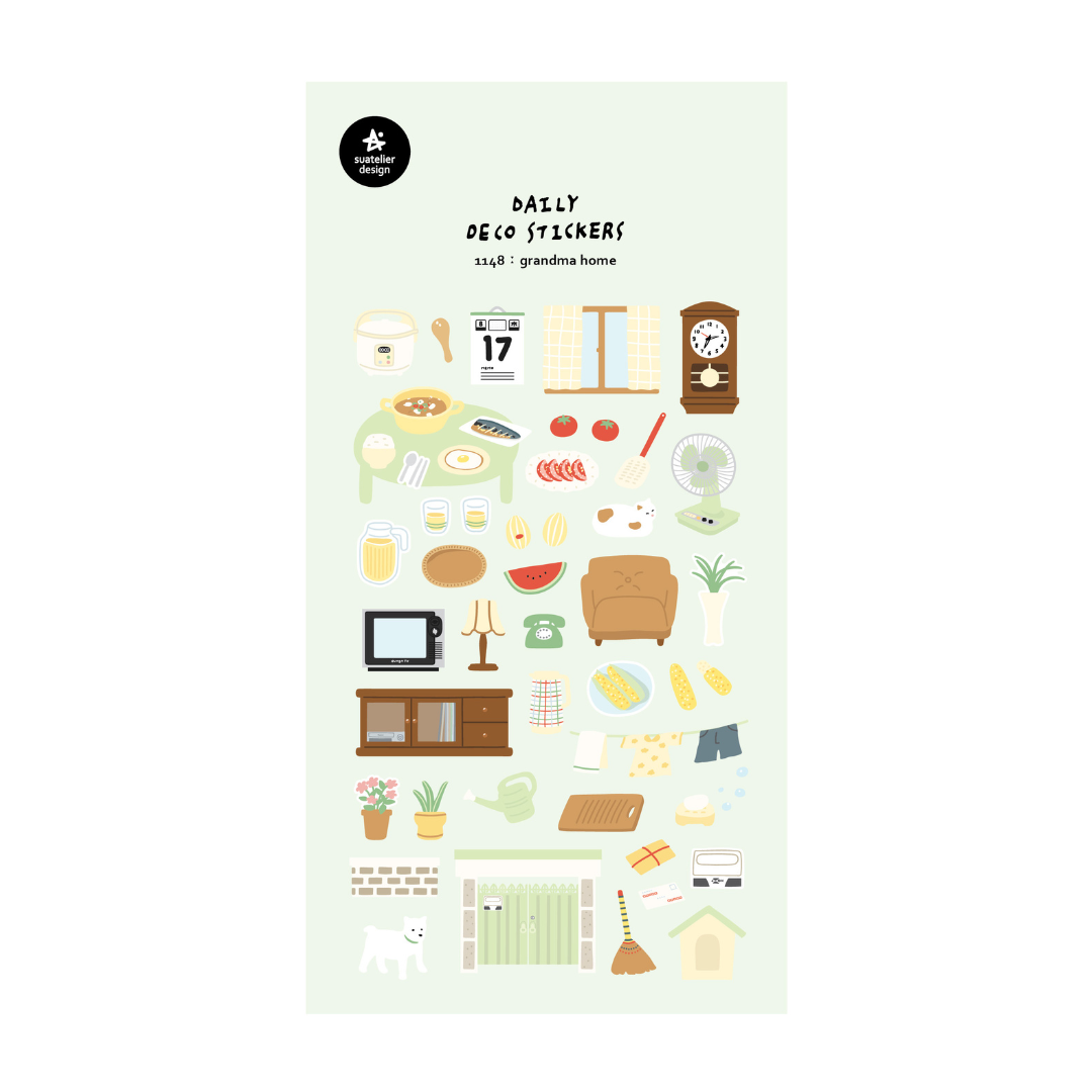Suatelier Daily Deco Stickers in Grandma Home — Suatelier decorative sticker — for journaling, planners and scrapbooking, at Cityluxe Singapore