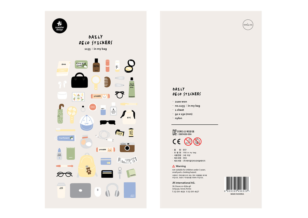 Suatelier Daily Deco Stickers in Sticker In My Bag — Suatelier decorative sticker — for journaling, planners and scrapbooking, at Cityluxe Singapore