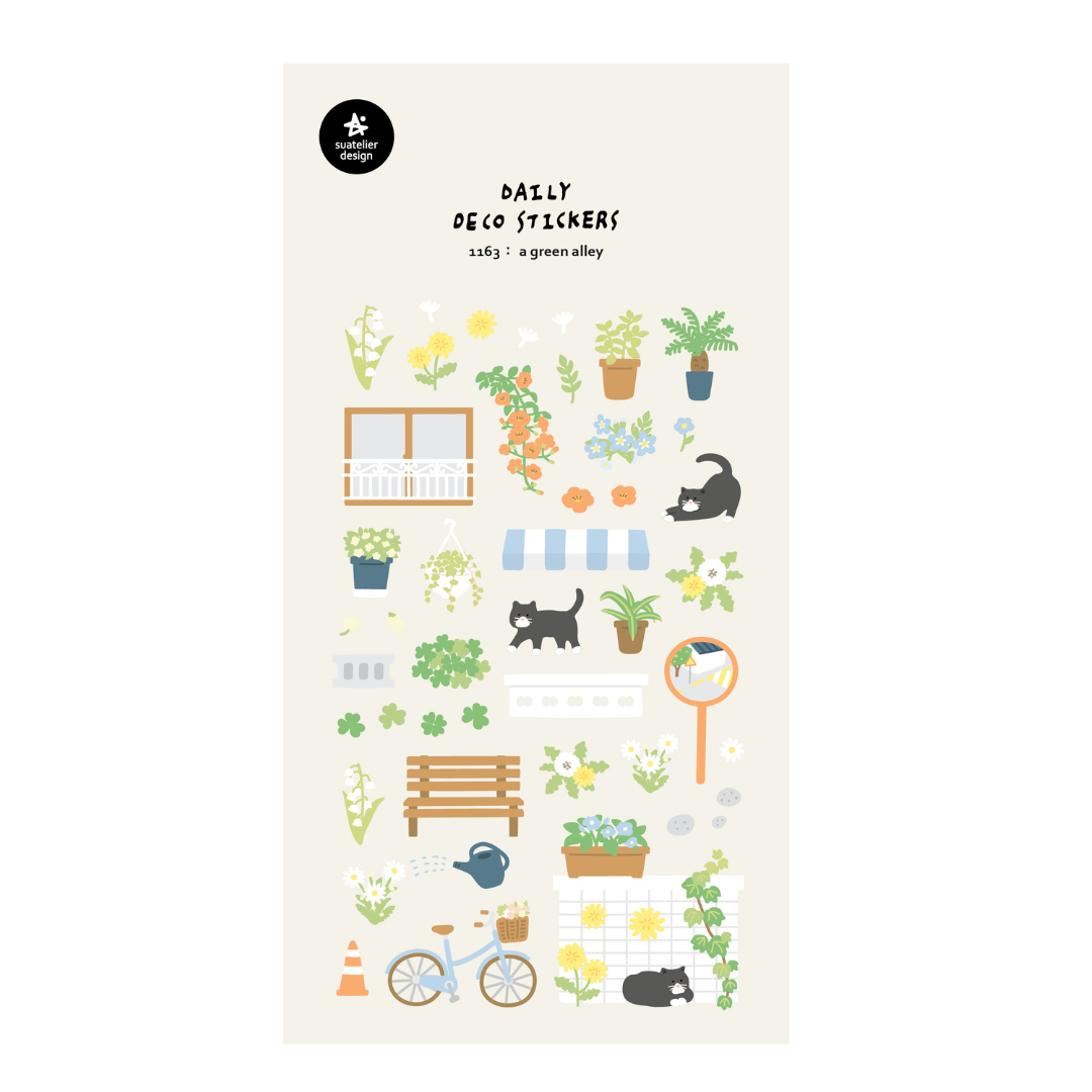 Suatelier Daily Deco Stickers in A Green Alley — Suatelier decorative sticker — for journaling, planners and scrapbooking, at Cityluxe Singapore