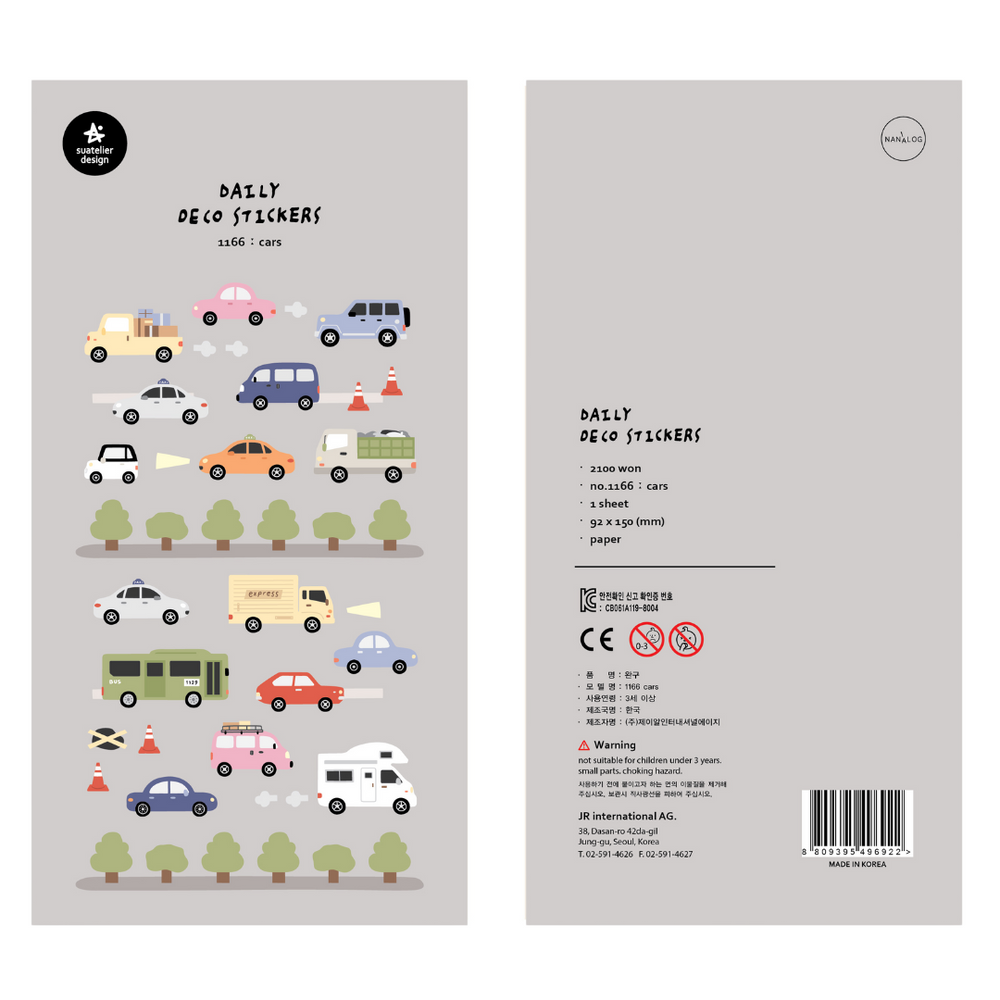 Suatelier Daily Deco Stickers in Cars — Suatelier decorative sticker — for journaling, planners and scrapbooking, at Cityluxe Singapore