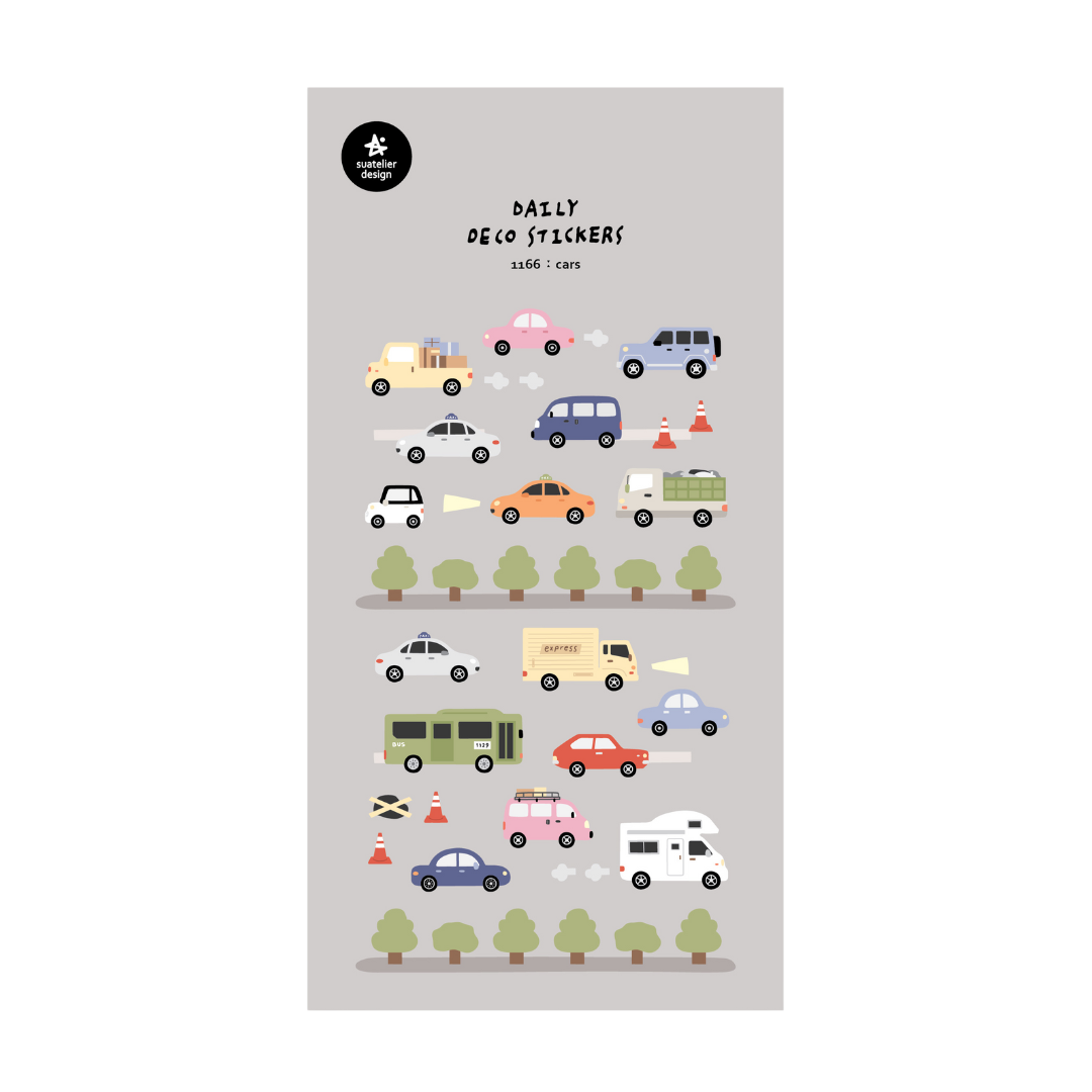 Suatelier Daily Deco Stickers in Cars — Suatelier decorative sticker — for journaling, planners and scrapbooking, at Cityluxe Singapore