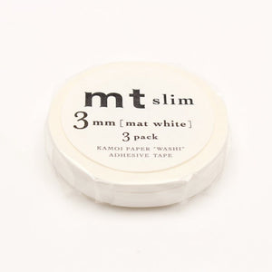 MT Slim 3mm Washi Tape Set Matte White, MT Tape, Washi Tape, mt-slim-3mm-matte-white-washi-tape-set-of-3-mtslims12, For Crafters, Monochrome, washi tape, Cityluxe