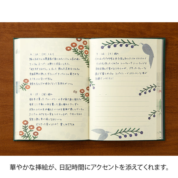 Load image into Gallery viewer, Midori 1 Year Diary - Soft Flower &amp; Bird
