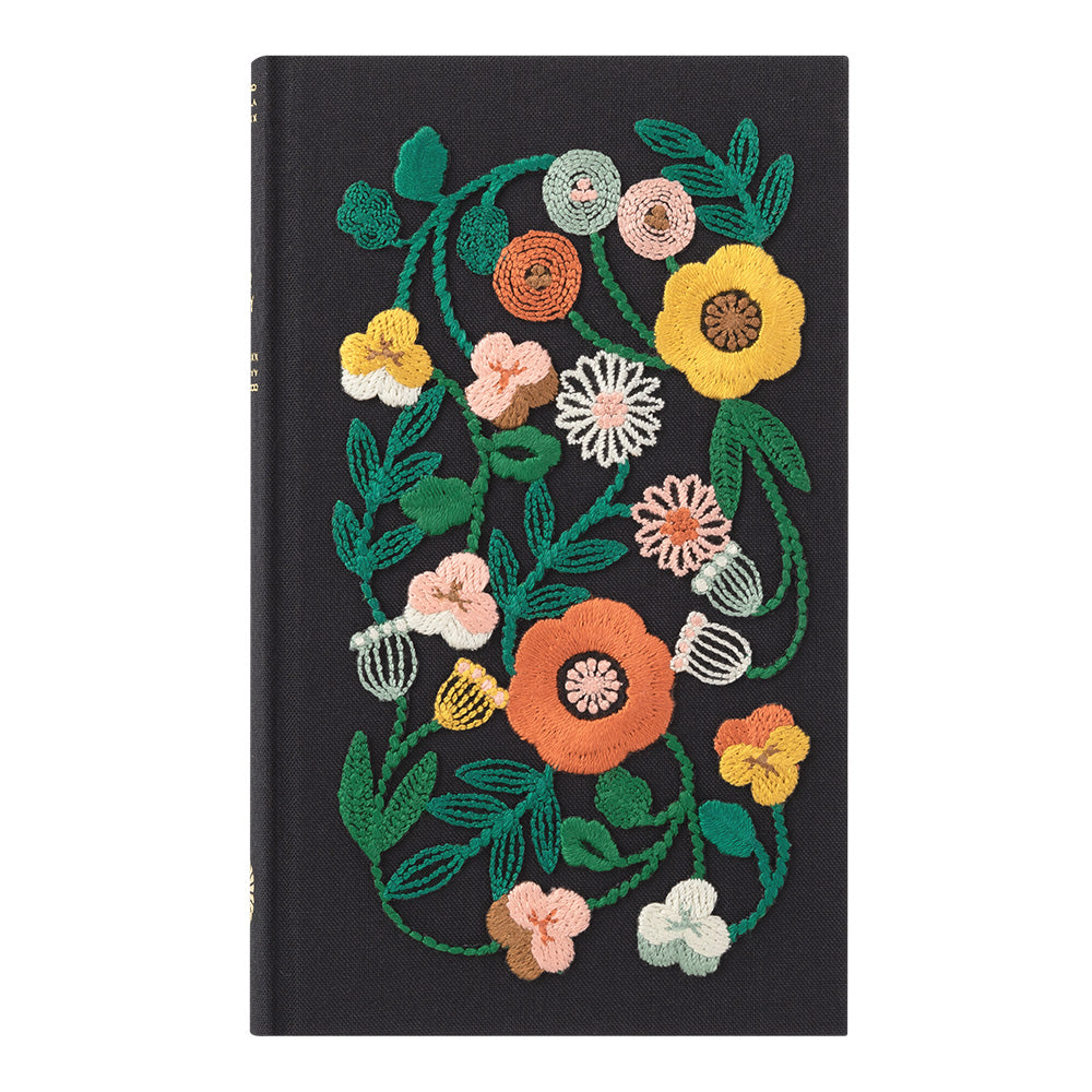 Midori 5 Year Diary - Embroidery Flower Black