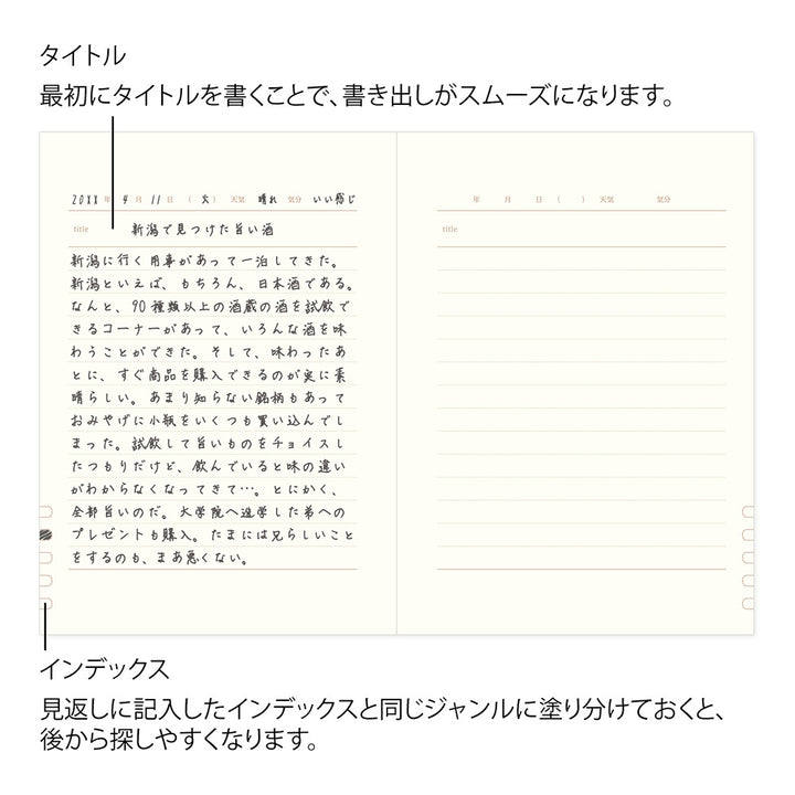 Midori 1 Year Diary - 1 Day 1 Page Classic Blue — in use