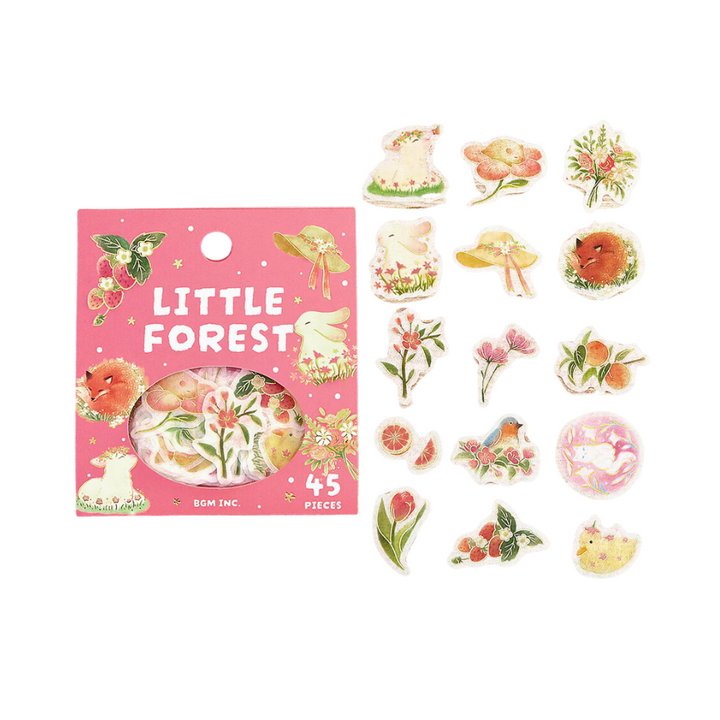 BGM Foil Stamping Flake Seal: Forest of Warmth in Pink — BGM decorative sticker — for journaling, planners and scrapbooking, at Cityluxe Singapore