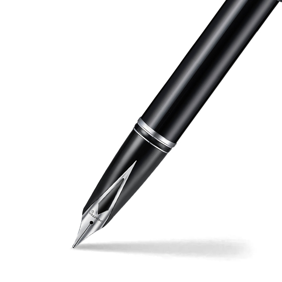 Sheaffer Legacy 9064 Glossy Black Inlaid Nib Fountain Pen with Chrome-Plated Trims Medium Nib — Sheaffer fountain pen — precision nib writing instrument, at Cityluxe Singapore stationery store