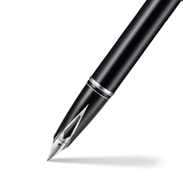 Sheaffer Legacy 9064 Glossy Black Inlaid Nib Fountain Pen with Chrome-Plated Trims Medium Nib — Sheaffer fountain pen — precision nib writing instrument, at Cityluxe Singapore stationery store