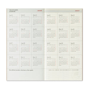 Traveler's notebook refill 2026 weekly + memo with monthly calendar from 2026 to 2027