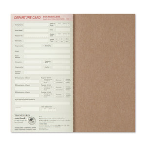 Traveler's notebook refill 2026 weekly + memo with departure card insert on a white background