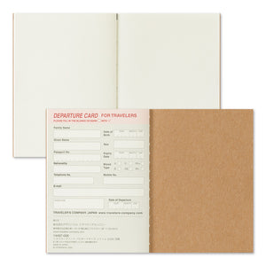 TRAVELER'S notebook Passport Size Refill 2026 Monthly featuring monthly schedule from December 2025 to January 2027, calendar, year schedule, blank and travel guide.