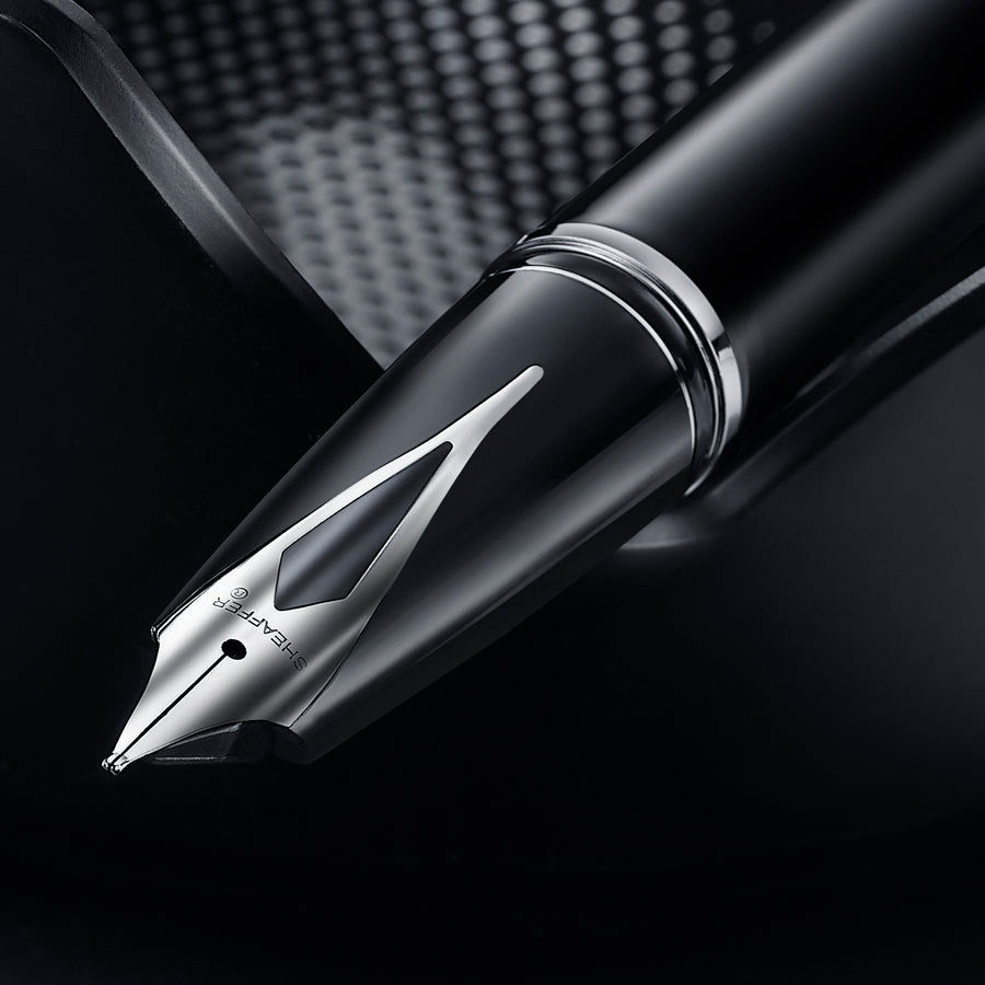 Sheaffer Legacy 9064 Glossy Black Inlaid Nib Fountain Pen with Chrome-Plated Trims Medium Nib — Sheaffer fountain pen — precision nib writing instrument, at Cityluxe Singapore stationery store