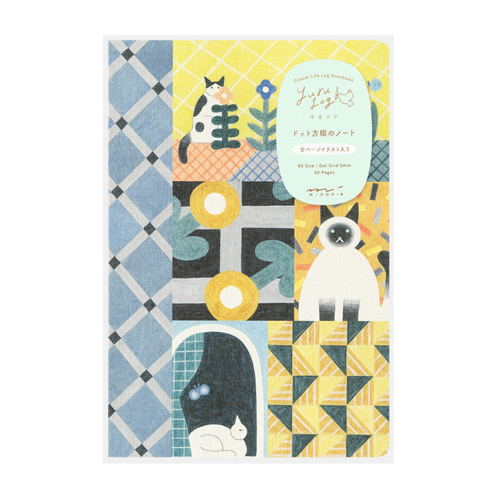 Midori Yuru Log Notebook [B6] in Cat — Midori notebook — quality writing journal with premium paper, at Cityluxe Singapore stationery store