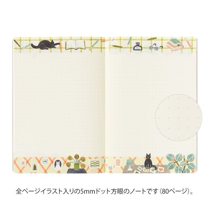 Midori Yuru Log Notebook [B6] in Cat — Midori notebook — quality writing journal with premium paper, at Cityluxe Singapore stationery store