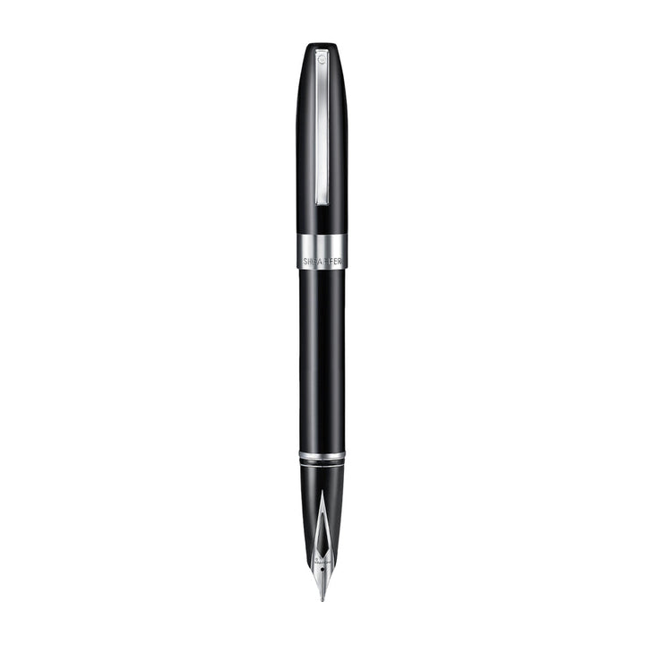 Sheaffer Legacy 9064 Glossy Black Inlaid Nib Fountain Pen with Chrome-Plated Trims Medium Nib — Sheaffer fountain pen — precision nib writing instrument, at Cityluxe Singapore stationery store