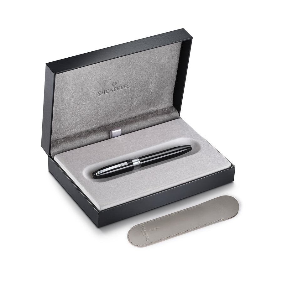 Sheaffer Legacy 9064 Glossy Black Inlaid Nib Fountain Pen with Chrome-Plated Trims Medium Nib — Sheaffer fountain pen — precision nib writing instrument, at Cityluxe Singapore stationery store
