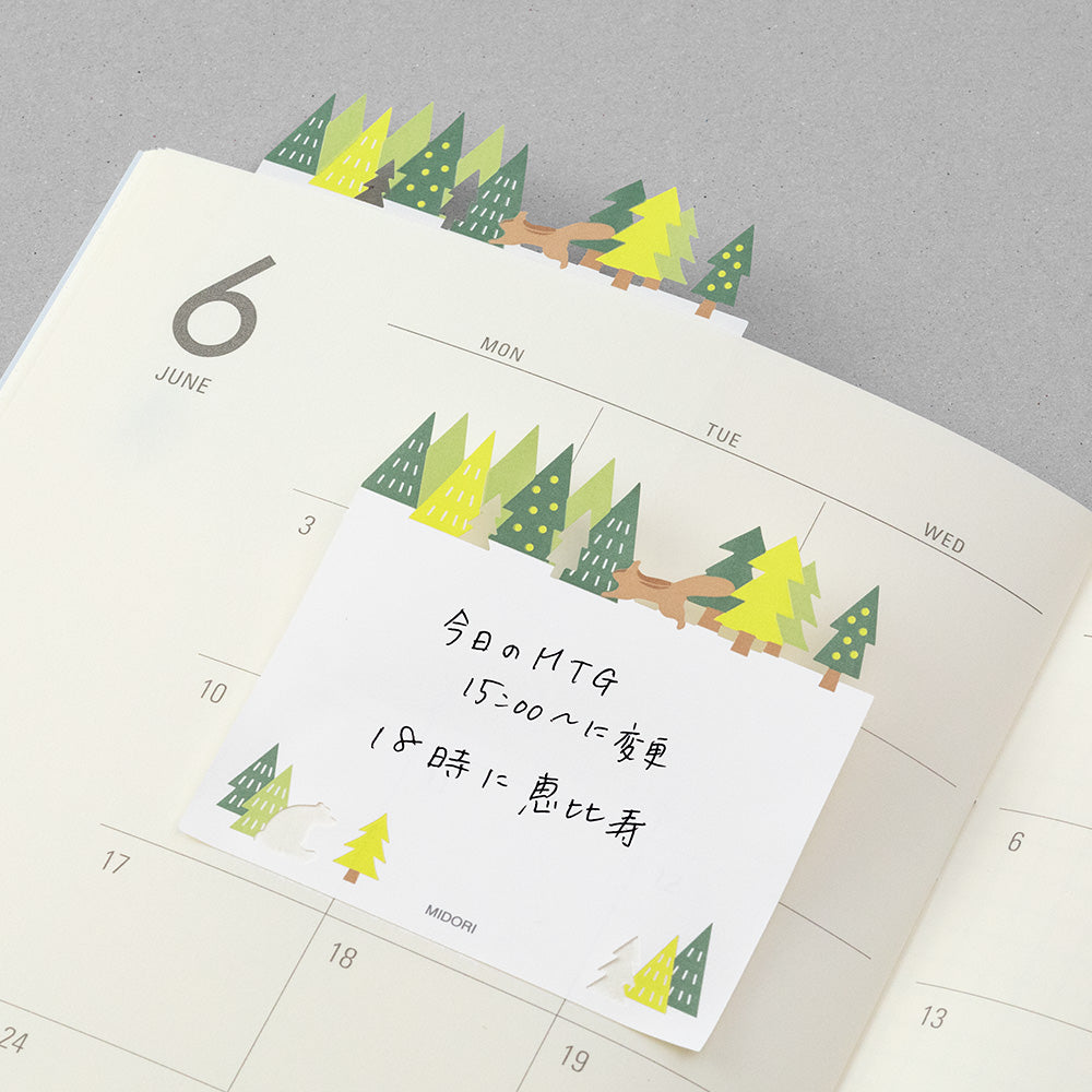 Midori Sticky Notes Die-Cutting Forest — Midori sticky note — premium stationery and lifestyle, at Cityluxe Singapore