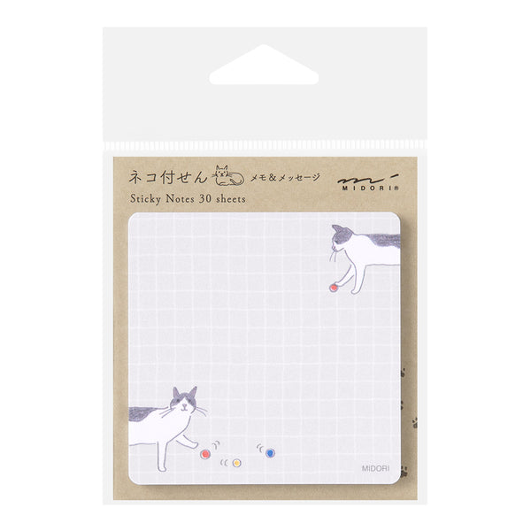 Midori Sticky Notes - Ball and Cat — front view
