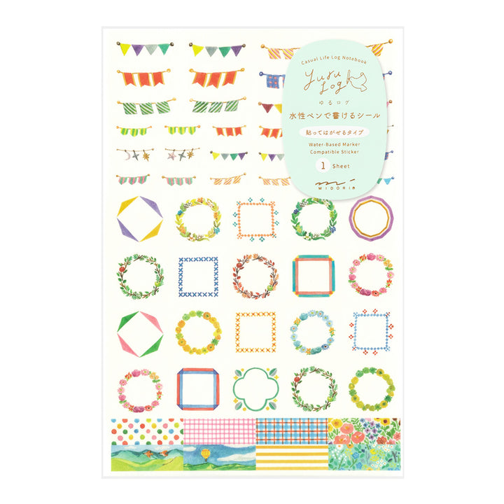Midori Yuru Log Sticker (1 Sheet) - Decoration