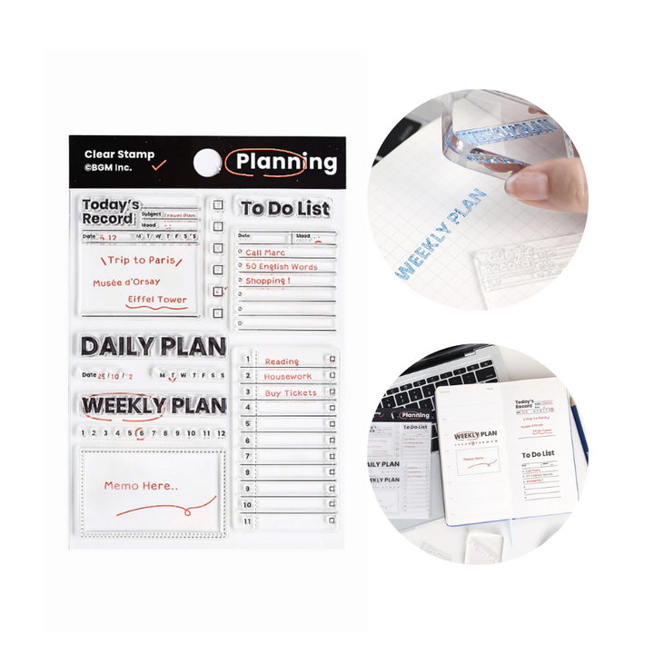 BGM Clear Stamp: Diary in Record Efficiency — BGM clear stamp — premium stationery, at Cityluxe Singapore