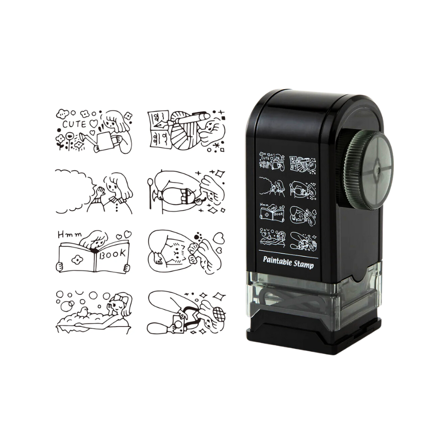 Midori Paintable Rotating Stamp Dial in Life — Midori rubber stamp — decorative stamp for journaling and paper craft, at Cityluxe Singapore