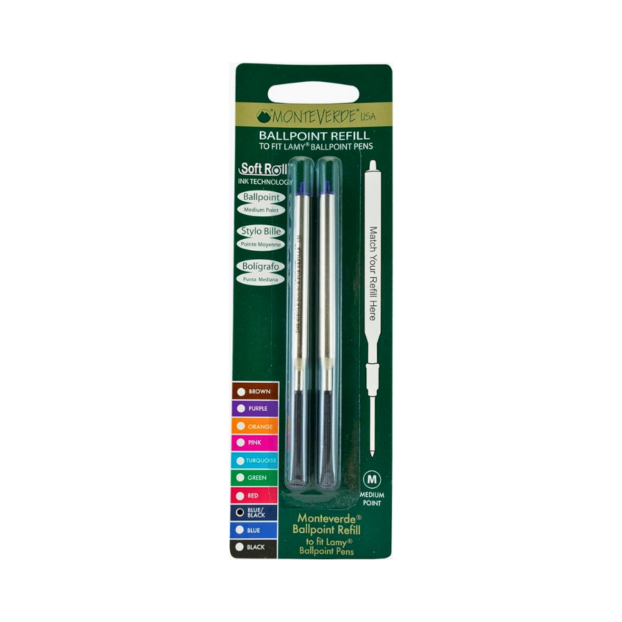 Monteverde Soft Roll Ballpoint Refill To Fit Lamy Ballpoint Pen Blue Black — Monteverde ballpoint pen — reliable smooth-writing everyday pen, at Cityluxe Singapore