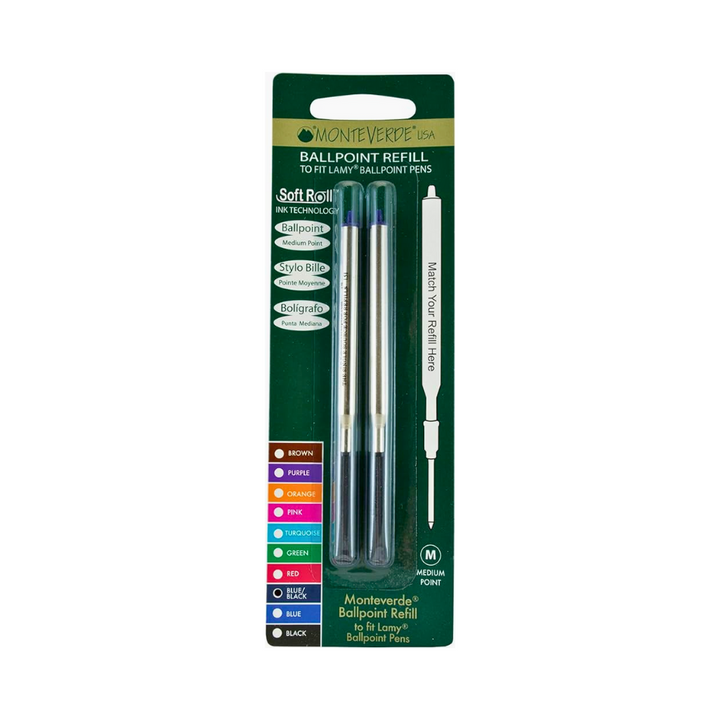 Monteverde Soft Roll Ballpoint Refill To Fit Lamy Ballpoint Pen Blue Black — Monteverde ballpoint pen — reliable smooth-writing everyday pen, at Cityluxe Singapore