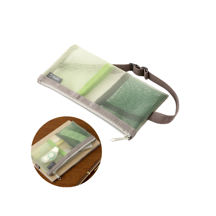 Midori Book Band Pen Case (B6-A5) - Mesh Green