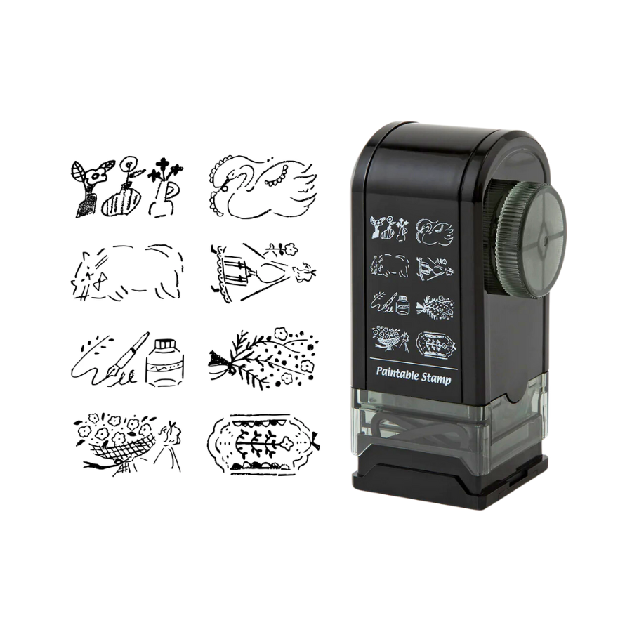 Midori Paintable Rotating Stamp Dial in Antique — Midori rubber stamp — decorative stamp for journaling and paper craft, at Cityluxe Singapore