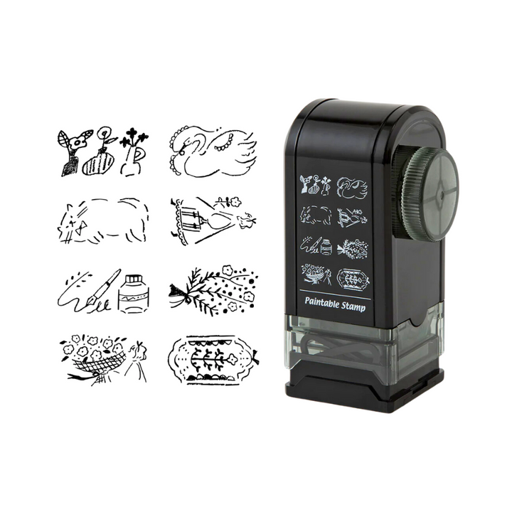 Midori Paintable Rotating Stamp Dial in Antique — Midori rubber stamp — decorative stamp for journaling and paper craft, at Cityluxe Singapore