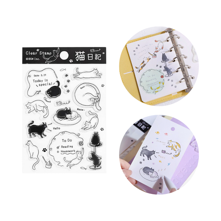 BGM Clear Stamp: Diary in Cat Diary — BGM clear stamp — premium stationery, at Cityluxe Singapore
