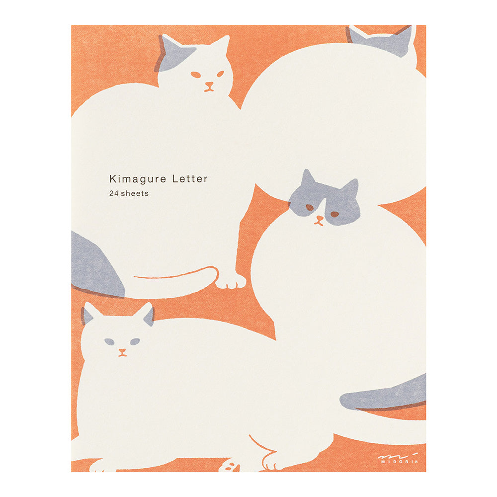 MIDORI Easy & Cozy Letter Pad – Cat featuring sketch-style cat silhouettes on unlined paper with a soft, retro print design.