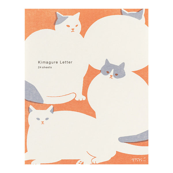MIDORI Easy & Cozy Letter Pad – Cat featuring sketch-style cat silhouettes on unlined paper with a soft, retro print design.