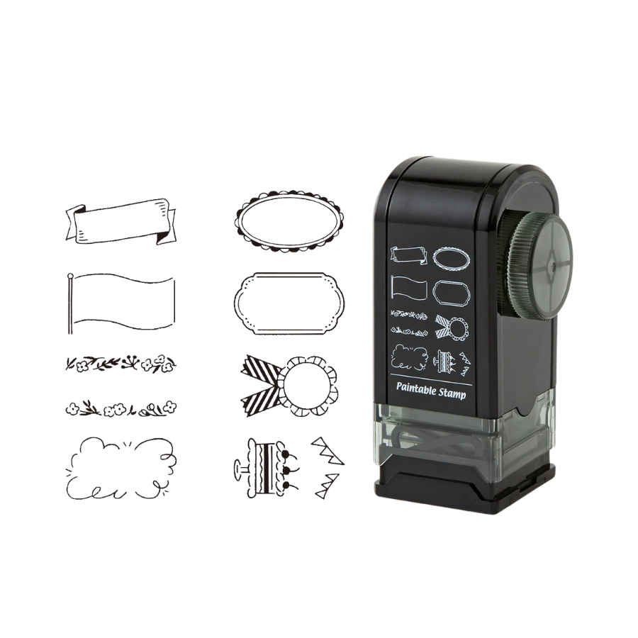 Midori Paintable Rotating Stamp Dial in Decoration — Midori rubber stamp — decorative stamp for journaling and paper craft, at Cityluxe Singapore