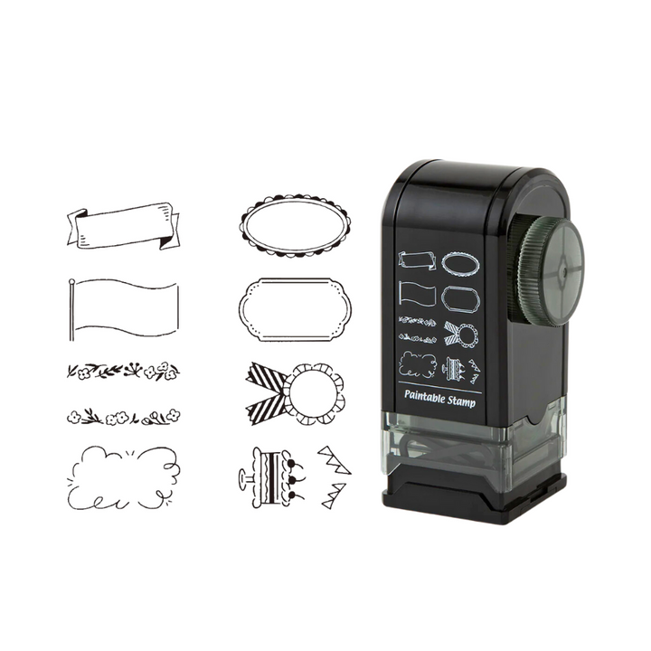 Midori Paintable Rotating Stamp Dial in Decoration — Midori rubber stamp — decorative stamp for journaling and paper craft, at Cityluxe Singapore