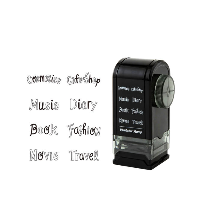 Midori Paintable Rotating Stamp Dial in Title — Midori rubber stamp — decorative stamp for journaling and paper craft, at Cityluxe Singapore
