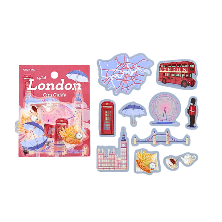 BGM Clear Seal: City Walk in London — BGM decorative sticker — for journaling planners and scrapbooking, at Cityluxe Singapore