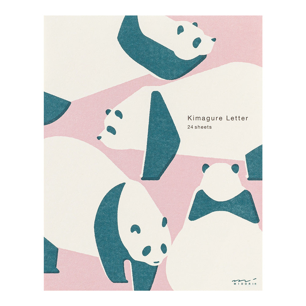 MIDORI Easy & Cozy Letter Pad – Panda featuring sketch-style panda silhouettes on unlined paper with a soft retro print design.