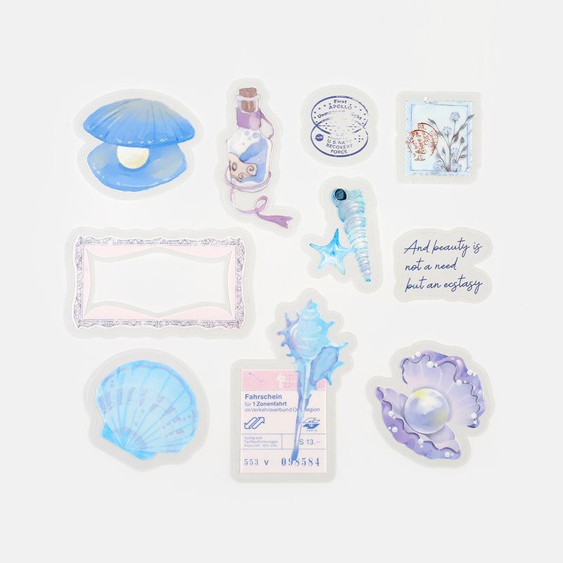 BGM Clear Seal in Natural History/Aogai — BGM washi tape — decorative Japanese paper tape for journaling and craft, at Cityluxe Singapore