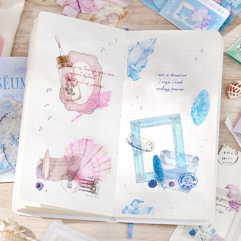 BGM Clear Seal in Natural History/Aogai — BGM washi tape — decorative Japanese paper tape for journaling and craft, at Cityluxe Singapore