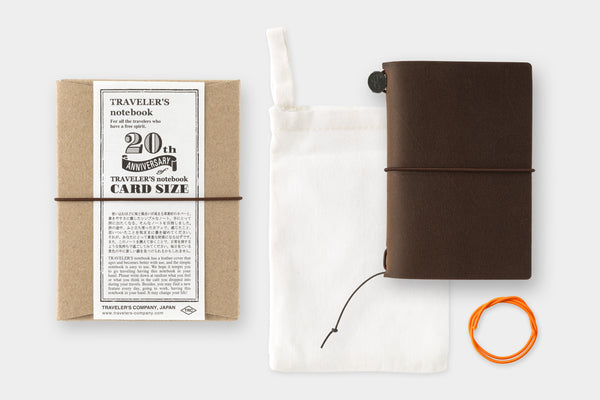 TRAVELER'S notebook 20th Anniversary Limited Edition Card Size Set - Brown [Pre-Order] — front view