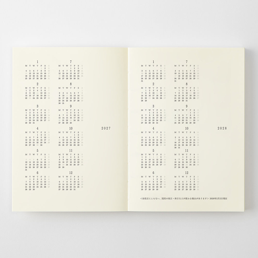 Midori A6 Notebook Diary 2027